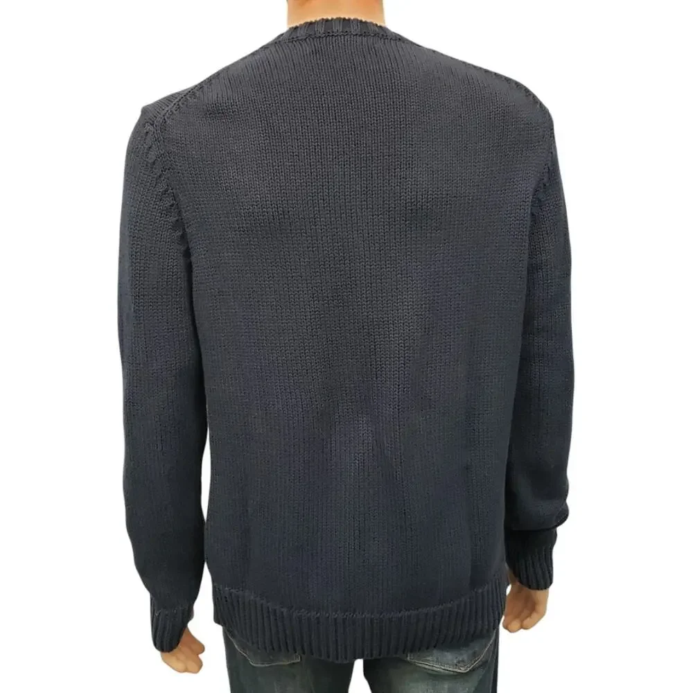 Banana Republic Fisherman Cable knit Sweater Navy Cotton Crew neck Y2K Large